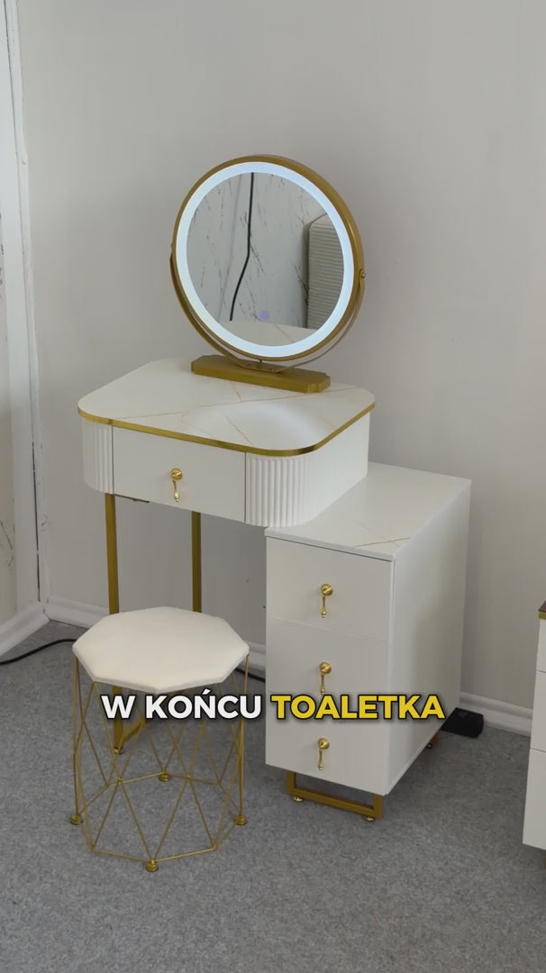 Elara - Toaletka z lustrem LED i krzesełkiem